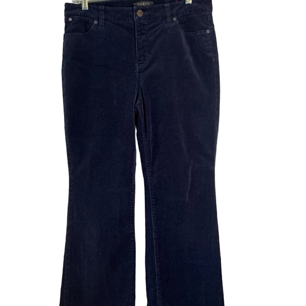 Talbots Women's Black Flawless 5 Pocket Corduroy Flare Pants Petite Size 10 - Picture 2 of 9